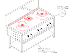 2+1 CHINESE GAS RANGE with Backsplash