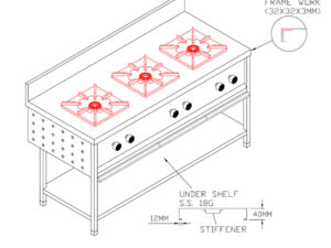 Three Burner Indian Gas Range